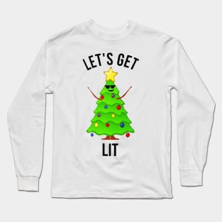 Let's Get Lit Funny Christmas Weed Long Sleeve T-Shirt